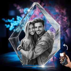 Personalized Valentine Crystal Gift - 3D Engraved Couples Photo  for Him and Her